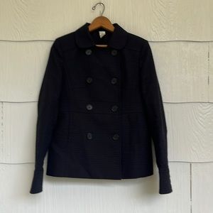 J. Crew Navy Blue Quilted Double-Breasted Pea Coat - SIze 6